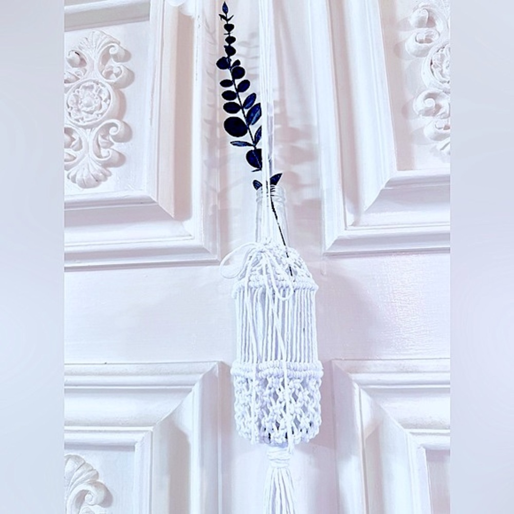 Soul Embellishment’s White Macramé Bottle (Floral | Plant ) Vase Home Decor